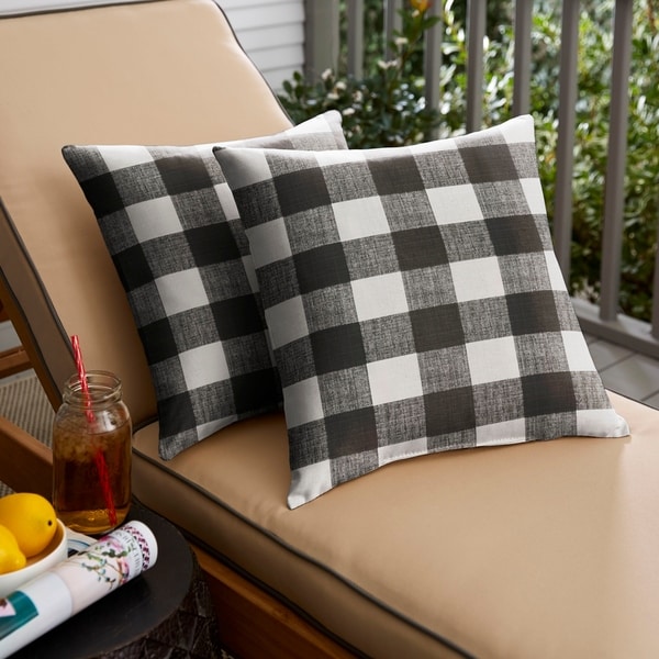 Humble Haute Black Buffalo Plaid Outdoor Square Pillow Set of 2