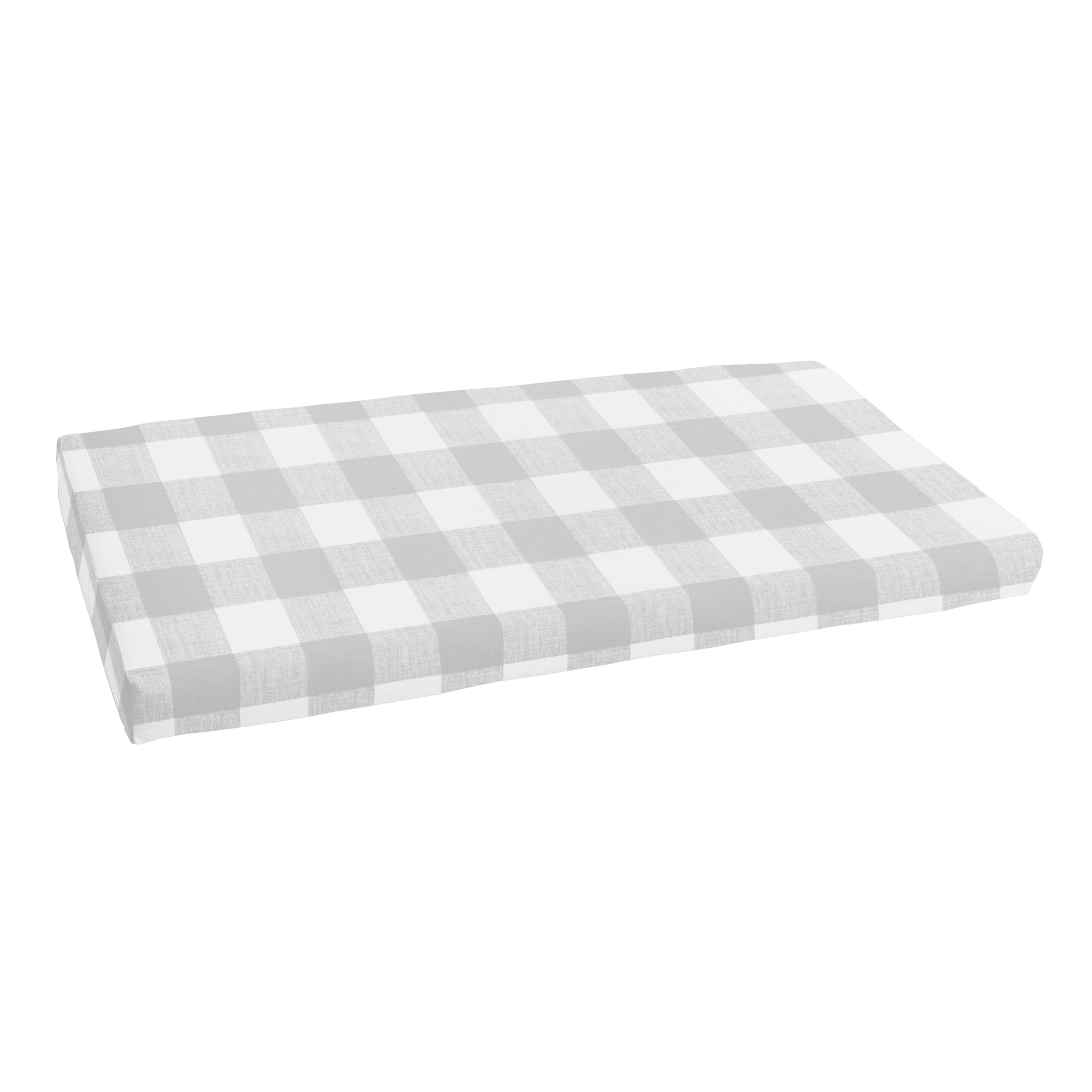 Sorra Home Grey Buffalo Plaid Indoor/ Outdoor Bench Cushion On