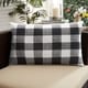 preview thumbnail 1 of 1, Humble + Haute Black Buffalo Plaid Indoor/ Outdoor XL Lumbar Pillow - 16 in h x 26 in w