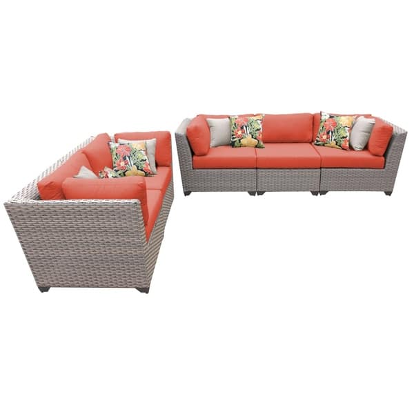 sponge Snooze On a large scale Marina OH0372 5-Piece Outdoor Patio Wicker Sofa and Loveseat Set -  Overstock - 21034112
