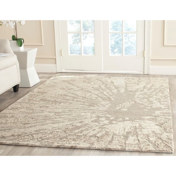 7 x 9 ft Grey White Living Room Wool Area Rug Hand Tufted Soft