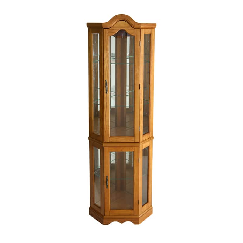 SEI Furniture Sebbar Oak Lighted Display Curio Cabinet