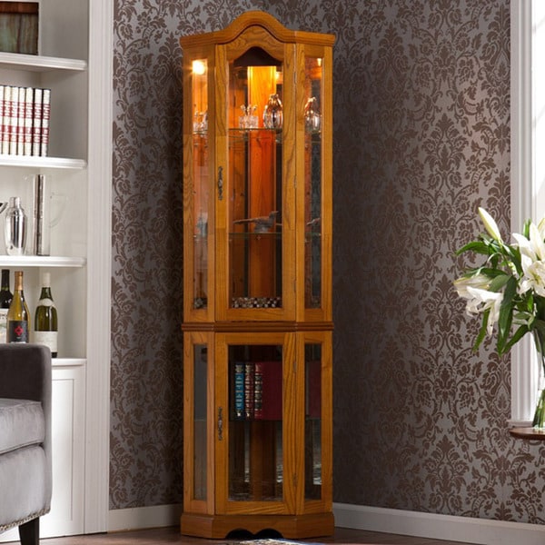 McCoy Golden Oak Lighted Display Cabinet Upton Home Cabinets