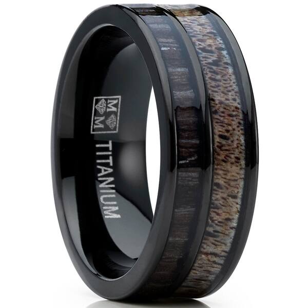 Deer Antler Titanium Wedding Band Or Unique Gift Ring Holz Ring Shop