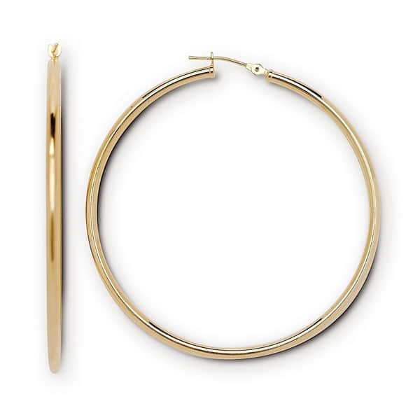 Curata Solid 14k Yellow Or White Gold 50mm 2 Seamless Polished Large Clic Notch Hoop Earrings Curata Solid 14k Yellow Or White Gold 50mm 2 Seamless Polished Large Clic Notch Hoop Earrings