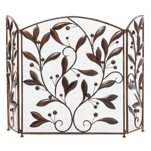 Shop Copper Grove La Vase Floral Patterned Metal Fire Screen