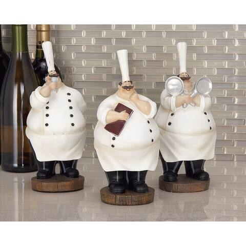 White Polystone Traditional Sculpture People (Set of 3)