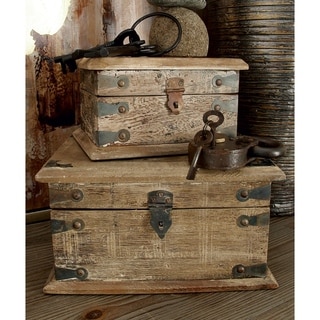 The Curated Nomad Palos Reclaimed Wood 5-inch/8-inch/11-inch Decorative Boxes (Set of 3)