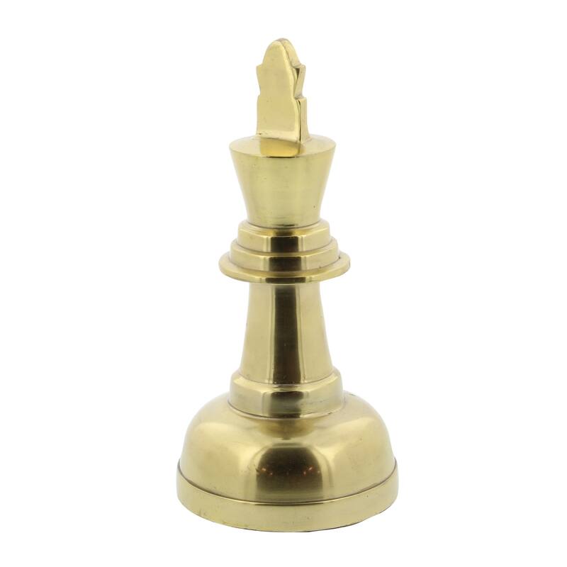 Gold Aluminum Metal Chess Decorative Sculpture with Knight, Queen and King (Set of 3)