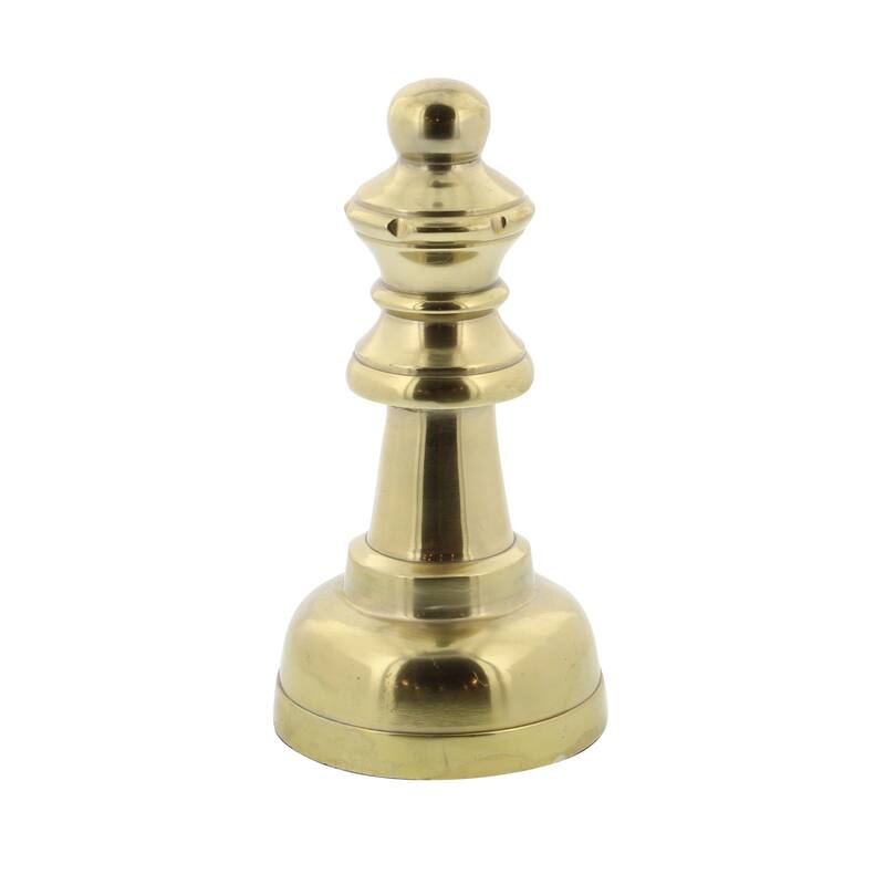 Gold Aluminum Metal Chess Decorative Sculpture with Knight, Queen and King (Set of 3)