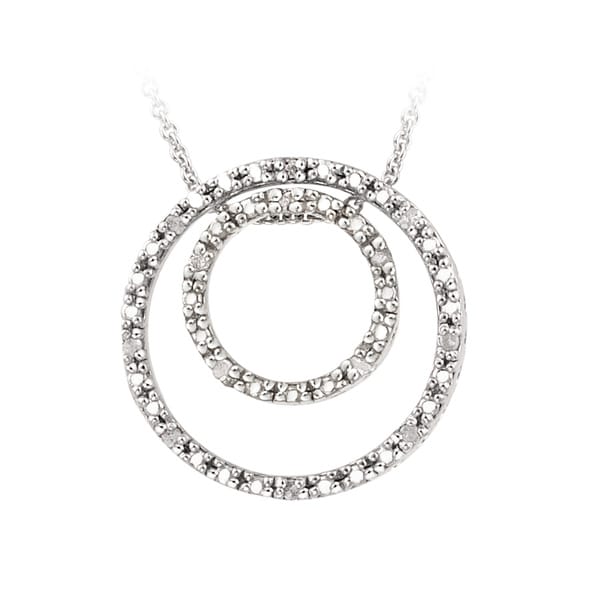 DB Designs Sterling Silver 1/8ct Diamond Two Circle Necklace