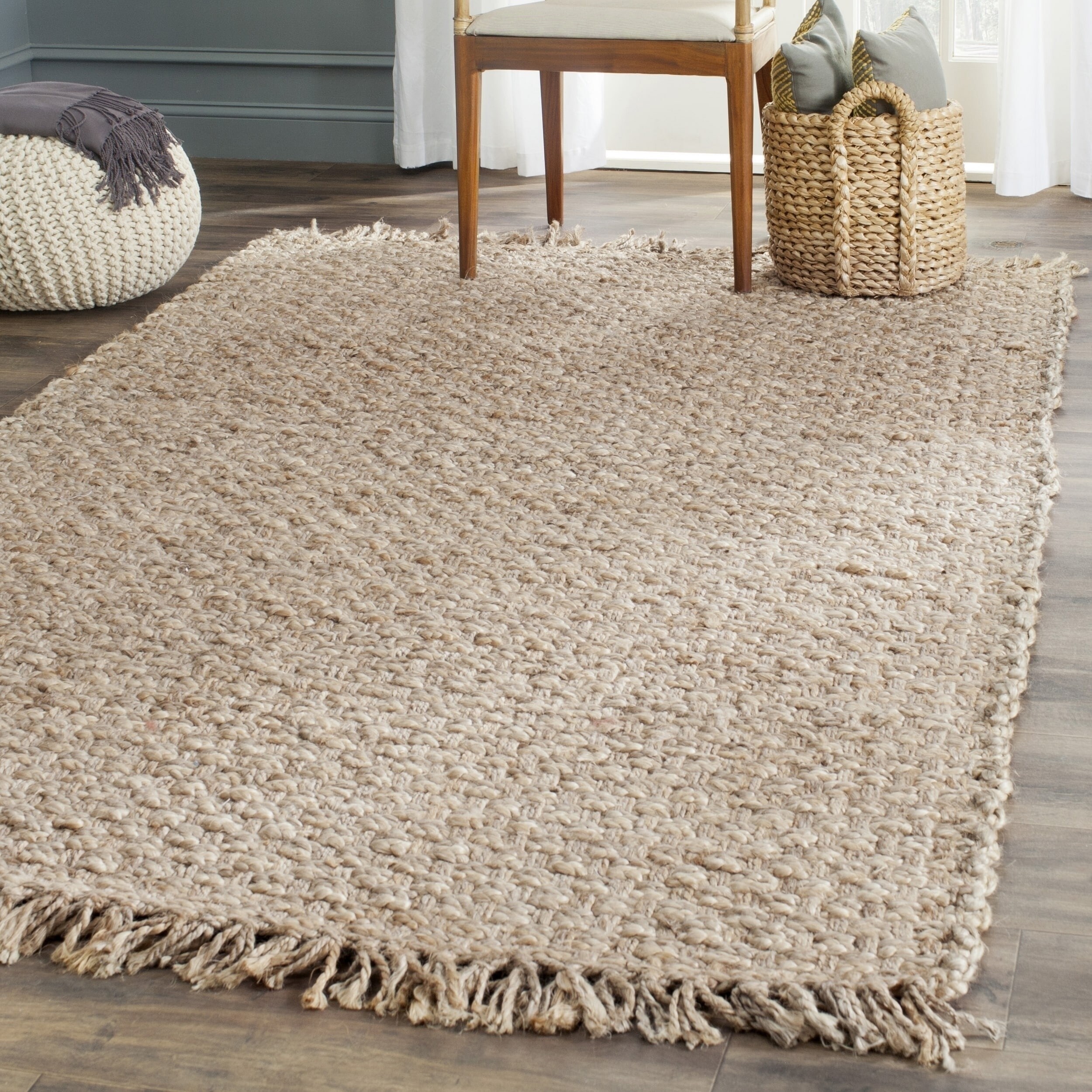 for sale online Safavieh Casual Natural Fiber Hand-woven Purple Chunky Thick Jute Rug 6' X 9' 