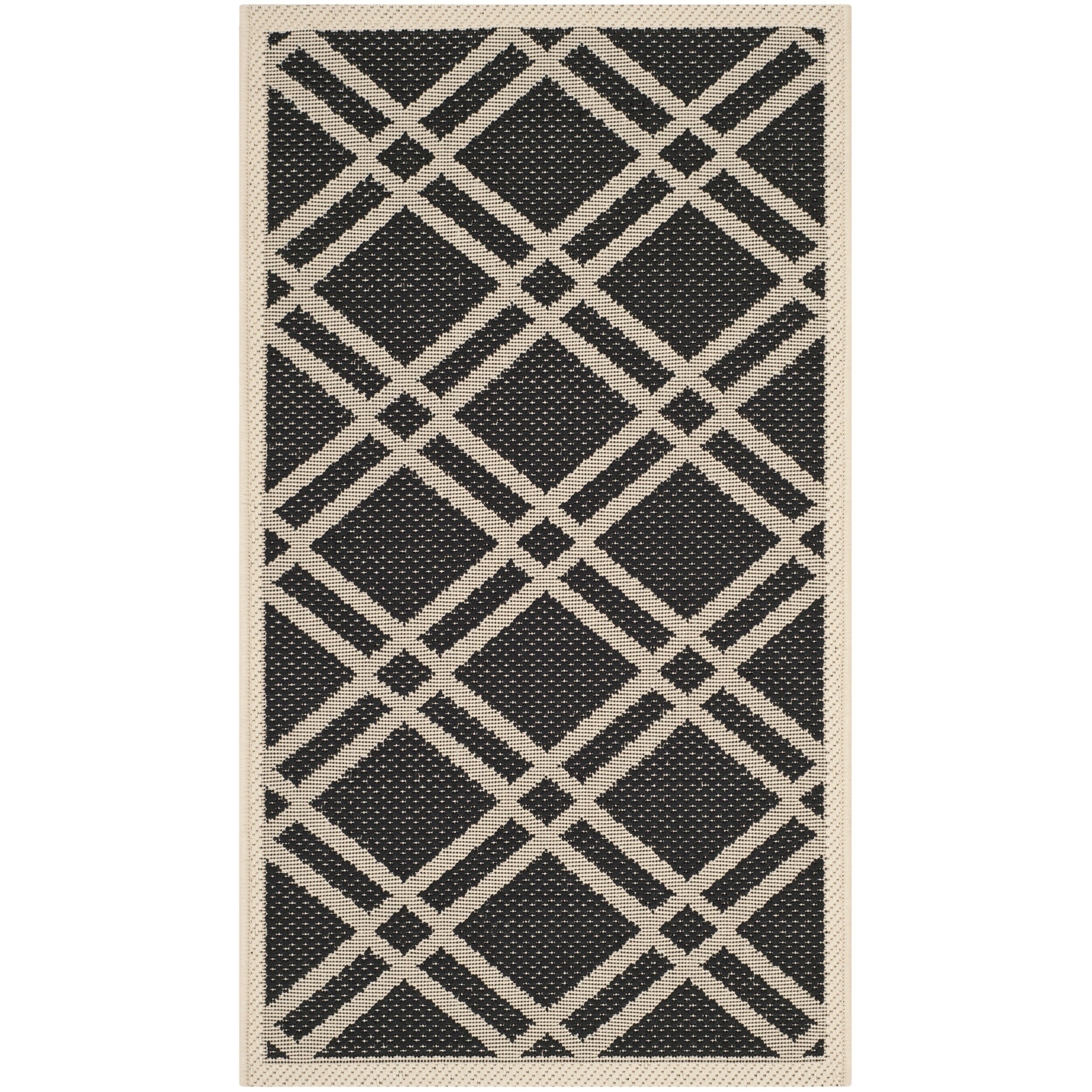 Safavieh Courtyard Quatrefoil Black/ Beige Indoor/ Outdoor Rug - Black - 2'  x 3'7 - Bed Bath & Beyond - 21209900