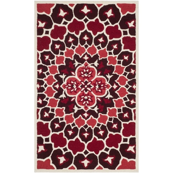 Safavieh Bellagio Contemporary Geometric Hand Tufted Wool Red Ivory Area Rug 2 X 3 Overstock 21078662