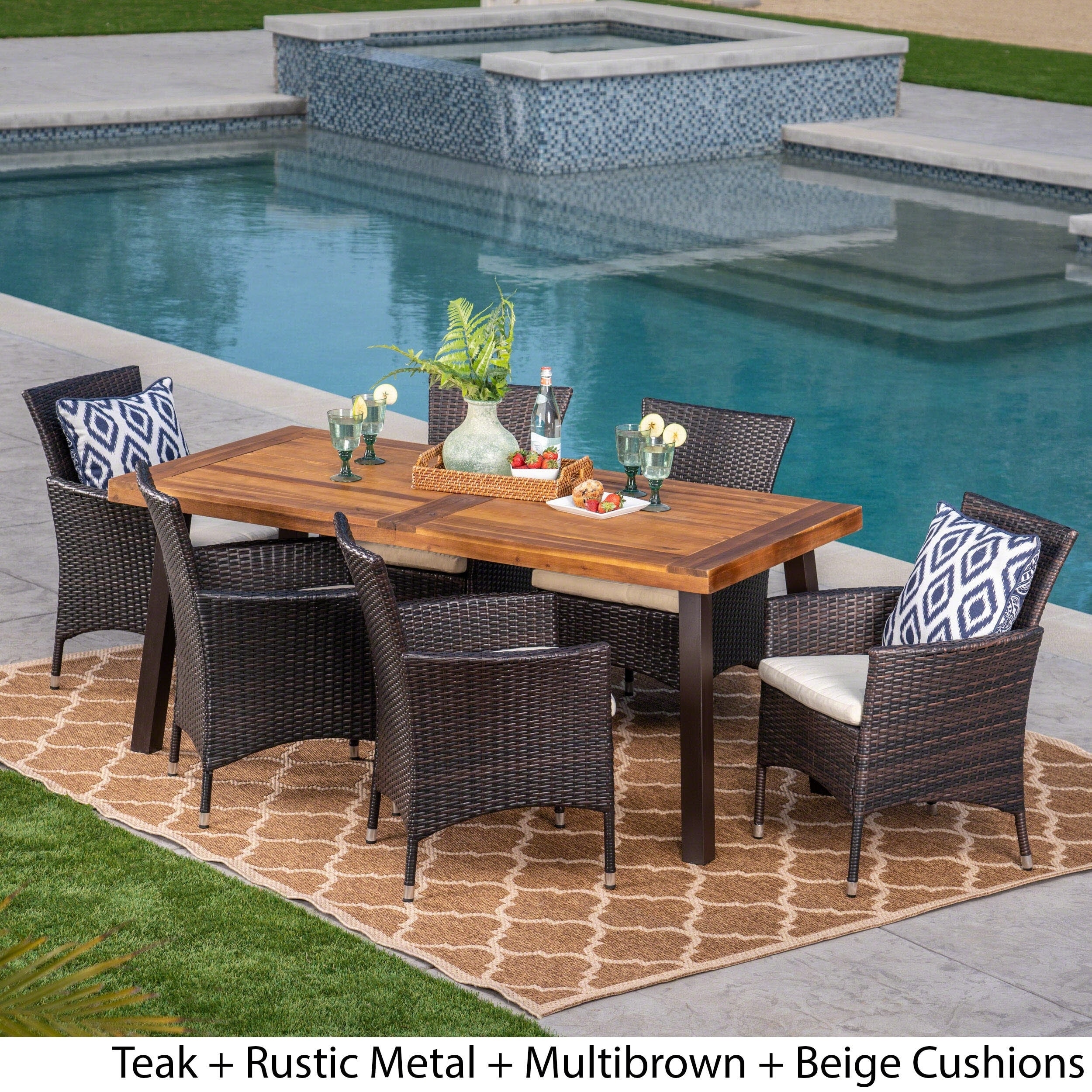 Christopher Knight Home Tustin Outdoor 7 Piece Acacia Wood/ Wicker Dining Set