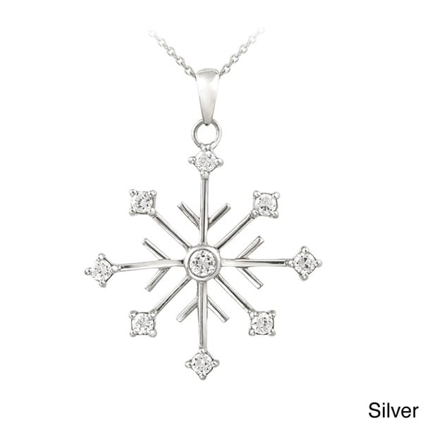 Shop Icz Stonez Sterling Silver CZ Snowflake Pendant - Free Shipping On ...