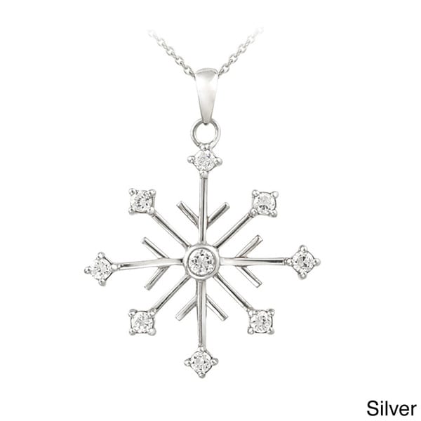 Icz Stonez Sterling Silver CZ Snowflake Pendant