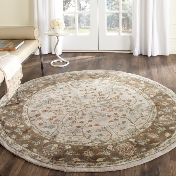 Safavieh Hand-hooked Ivory/ Taupe Acrylic 6 Foot Round Rug (6' x 6