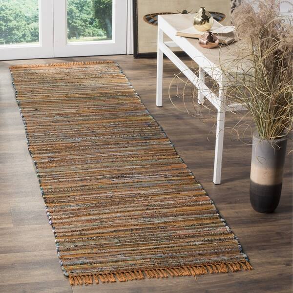 Safavieh Rag Rug Transitional Stripe Hand-Woven Cotton Gold/ Multi ...