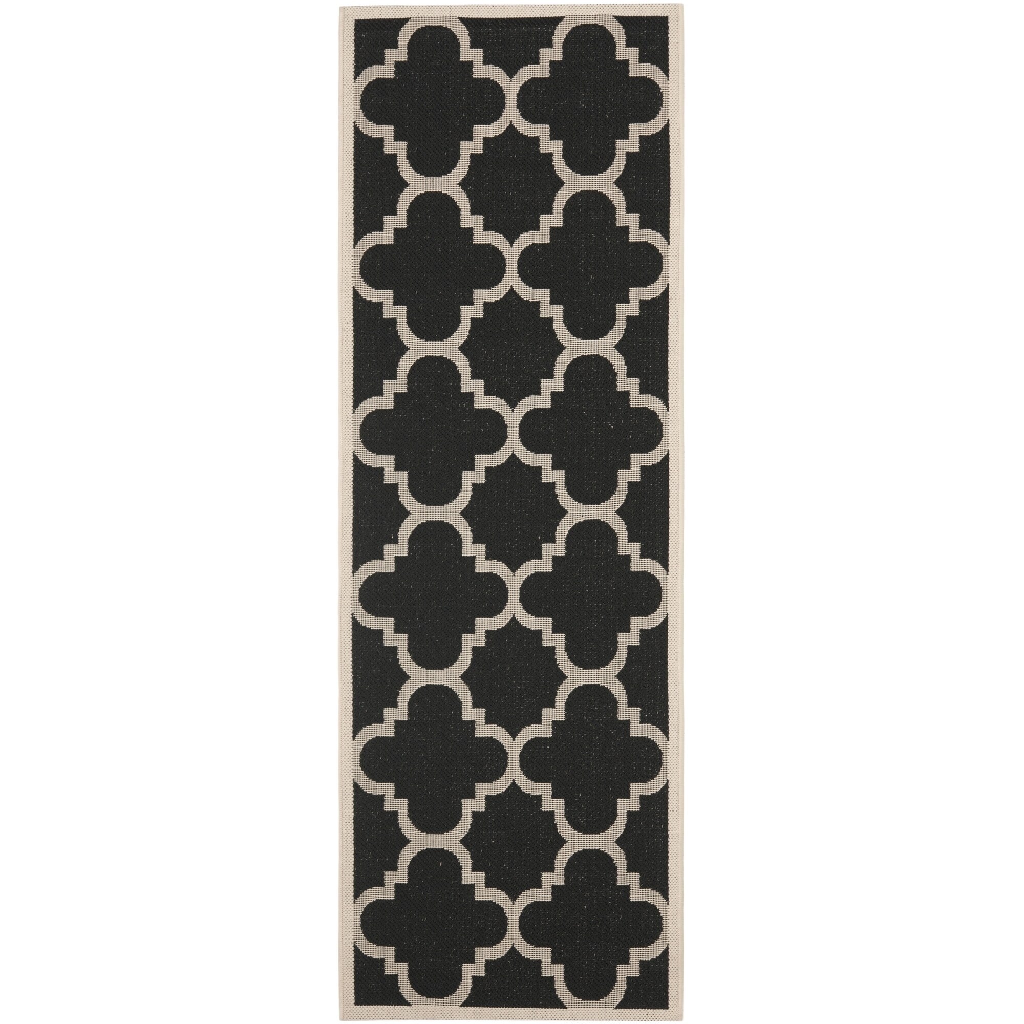 Safavieh Courtyard Quatrefoil Black/ Beige Indoor/ Outdoor Rug - Black - 2'  x 3'7 - Bed Bath & Beyond - 21209900