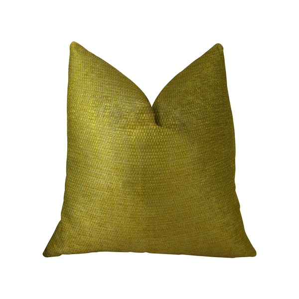 Plutus Deep Lemon Grass Metallic Citrine and Gold Handmade Decorative Throw Pillow