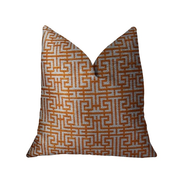Plutus Crossroad Orange and Ivory Handmade Decorative Throw Pillow