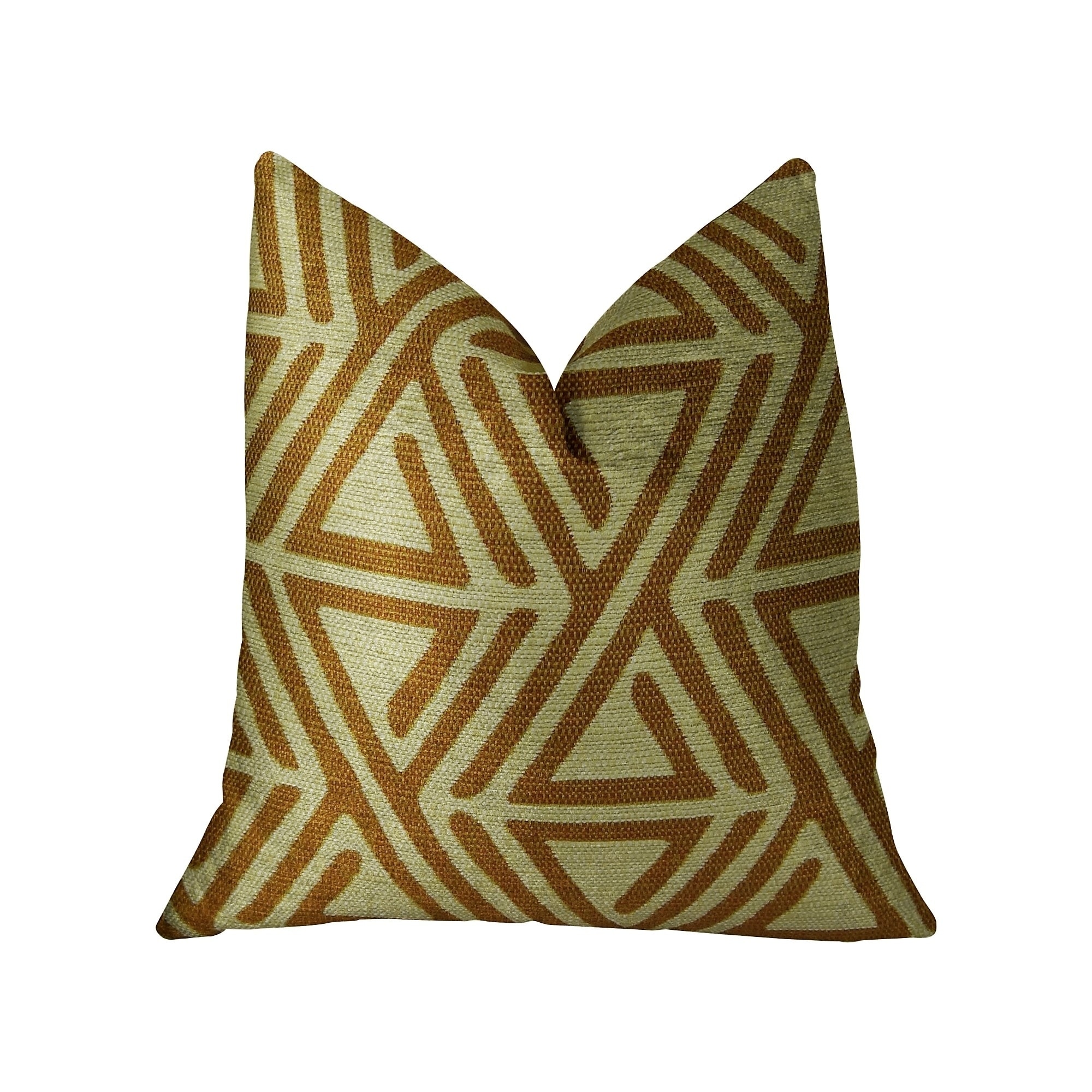 Plutus Arrow Maze Cream and Brown Handmade Decorative Throw Pillow
