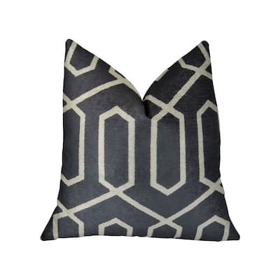 Plutus Geometric Lattice Black Cream Handmade Decorative Throw Pillow