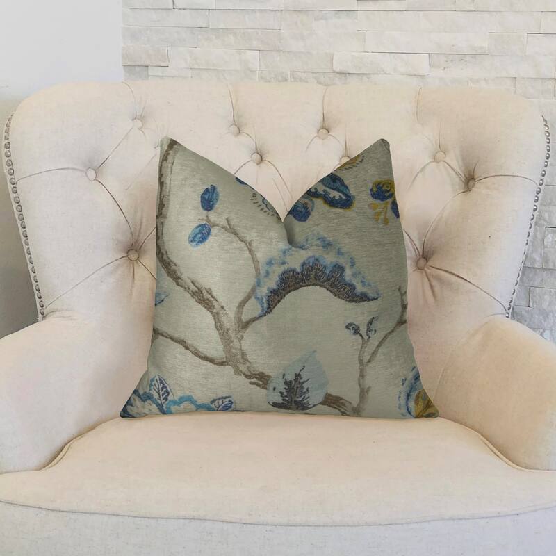 Plutus Elyssa Navy Brown and Cream Handmade Decorative Throw Pillow