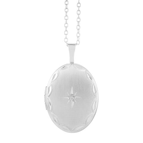 Oval Shape Sterling Silver Photo Locket Pendant with Necklace Chain