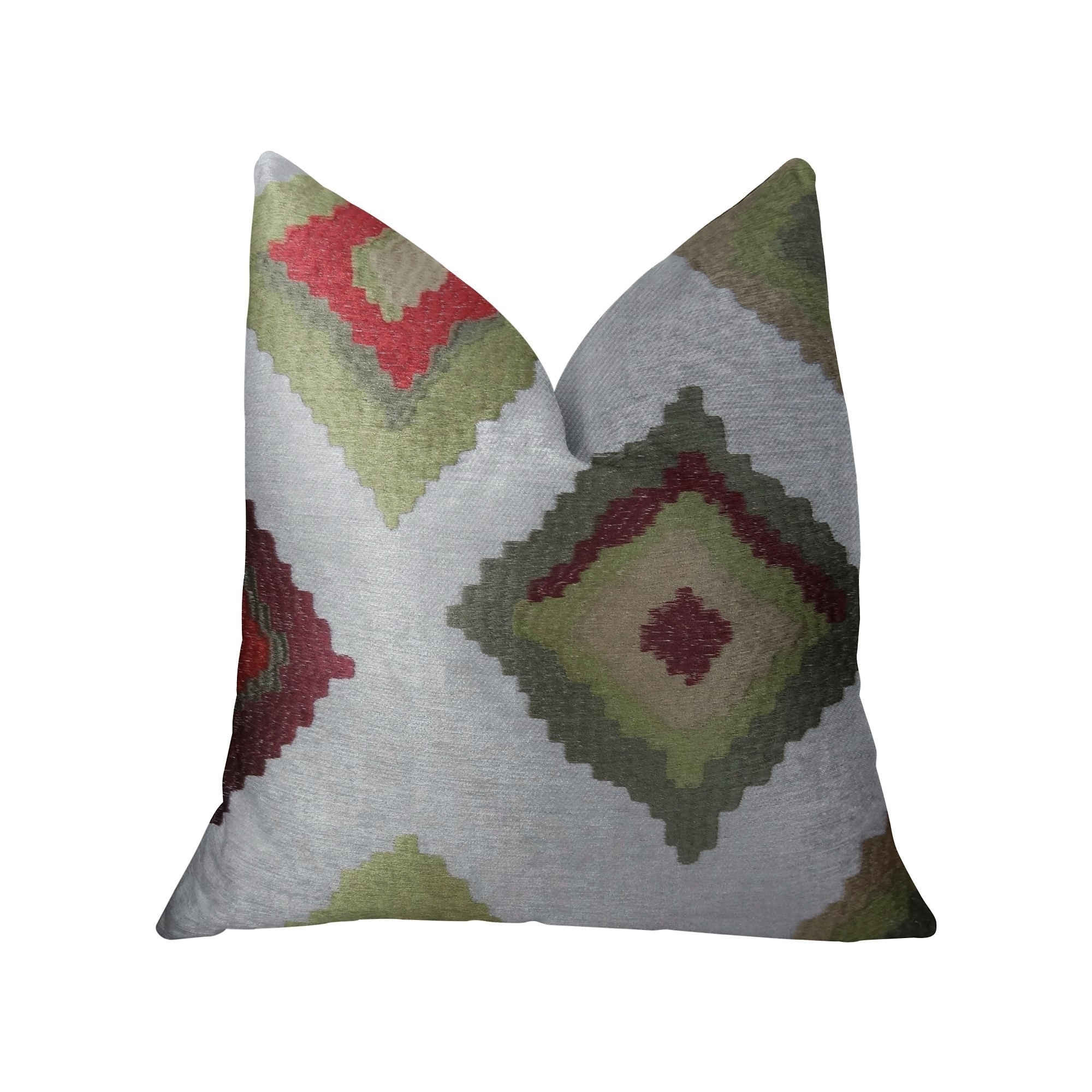Plutus Earth Crust White Green and Red Handmade Decorative Throw Pillow