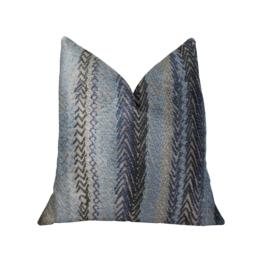 Plutus Blue Gate Gray Blue and Taupe Handmade Decorative Throw Pillow