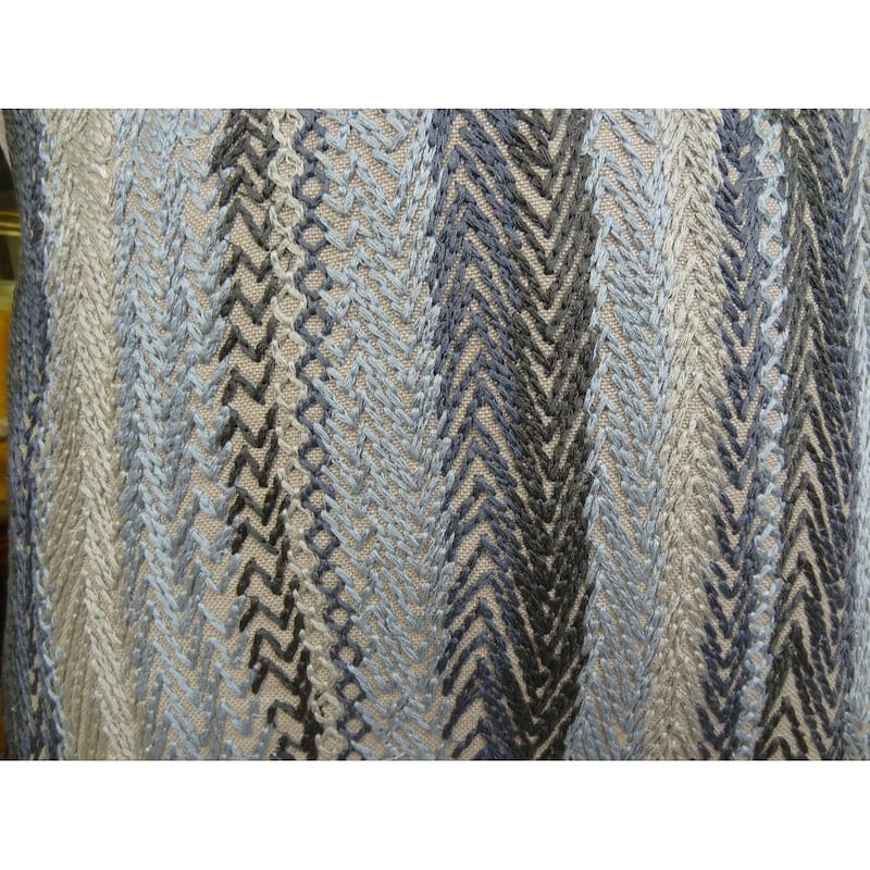 Plutus Blue Gate Gray Blue and Taupe Handmade Decorative Throw Pillow