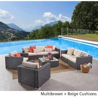 Santa Rosa Outdoor 7 Seater Wicker Sofa Chat Set by Christopher Knight Home