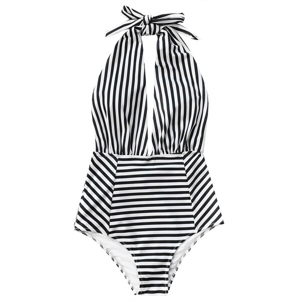 cupshe black and white striped one piece