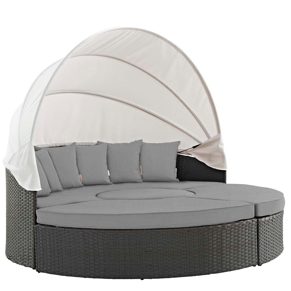 Havenside Home Bocabec Modern Fabric Outdoor Patio Armless Chair - Light Gray White