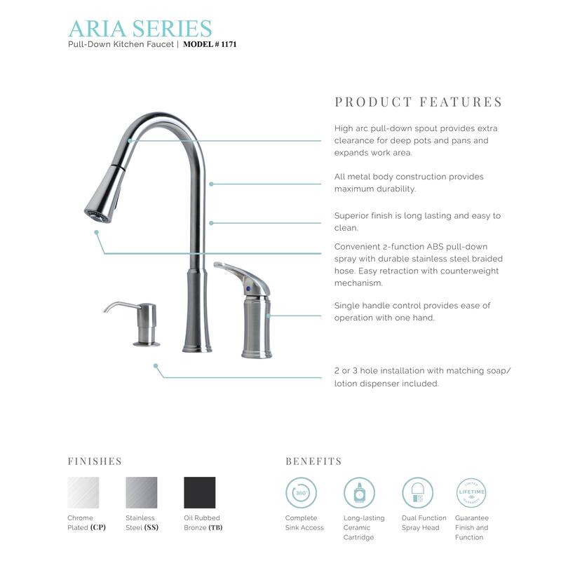 Laguna Brass Contemporary 16" Single Handle Pull-Down Kitchen Faucet With Soap Dispenser