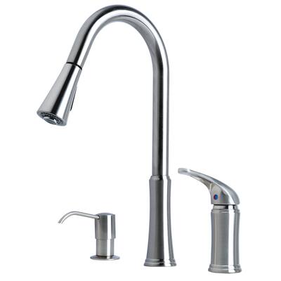 Laguna Brass Contemporary 16" Single Handle Pull-Down Kitchen Faucet With Soap Dispenser