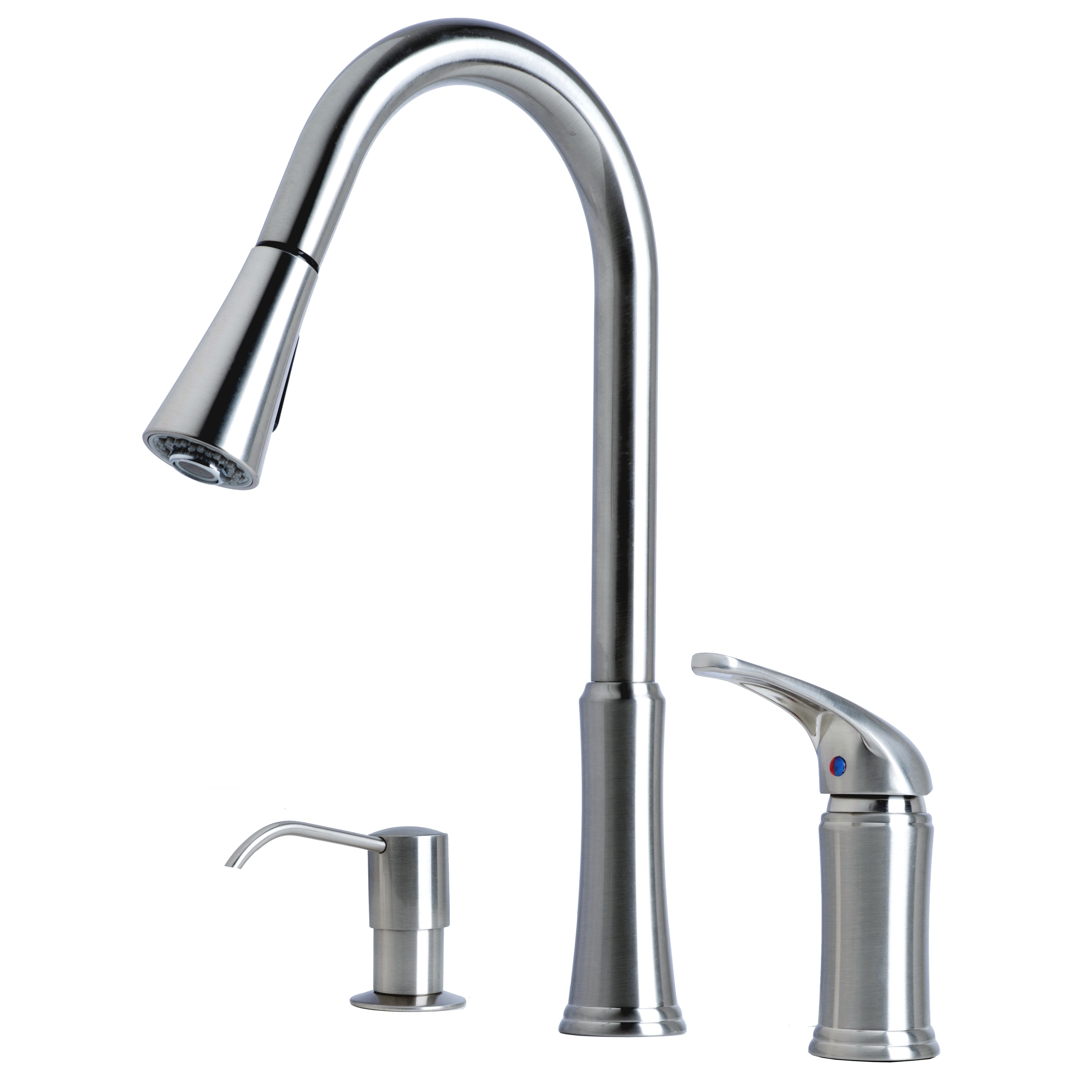 Laguna Brass Contemporary 16" Single Handle Pull-Down Kitchen Faucet With Soap Dispenser