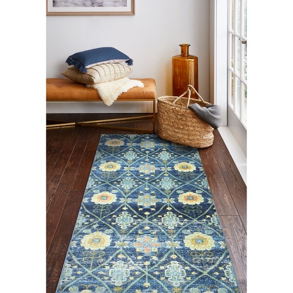Greyson Navy Transitional Area Rug - 2'6" x 8' Runner