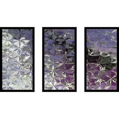"Purple Flowers " Framed Acrylic Wall Art Set of 3