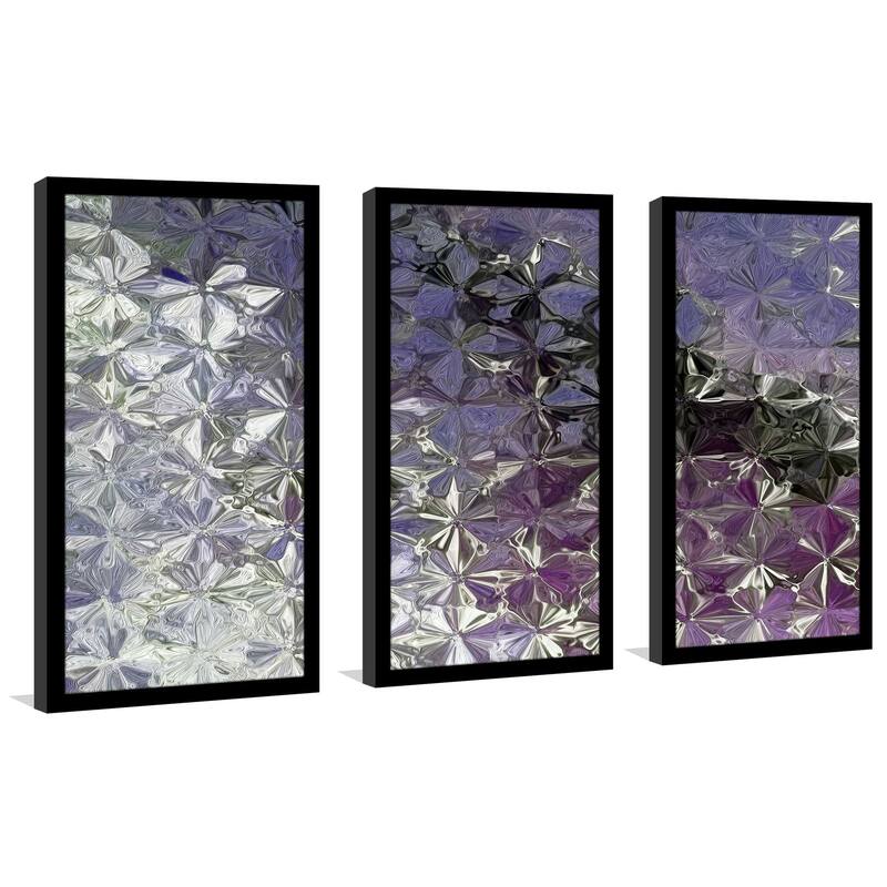 "Purple Flowers " Framed Acrylic Wall Art Set of 3