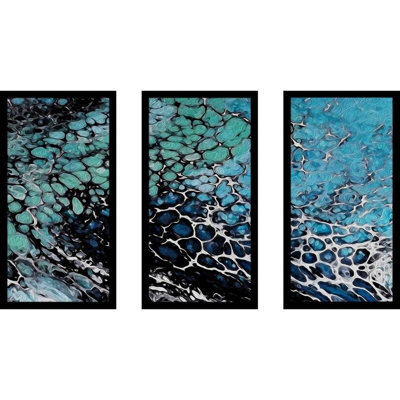 "Blue Coral " Framed Acrylic Wall Art Set of 3 Bed Bath & Beyond 21115709