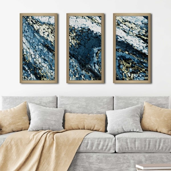 "Blue Surge" Framed Acrylic Wall Art Set of 3 - Bed Bath & Beyond ...