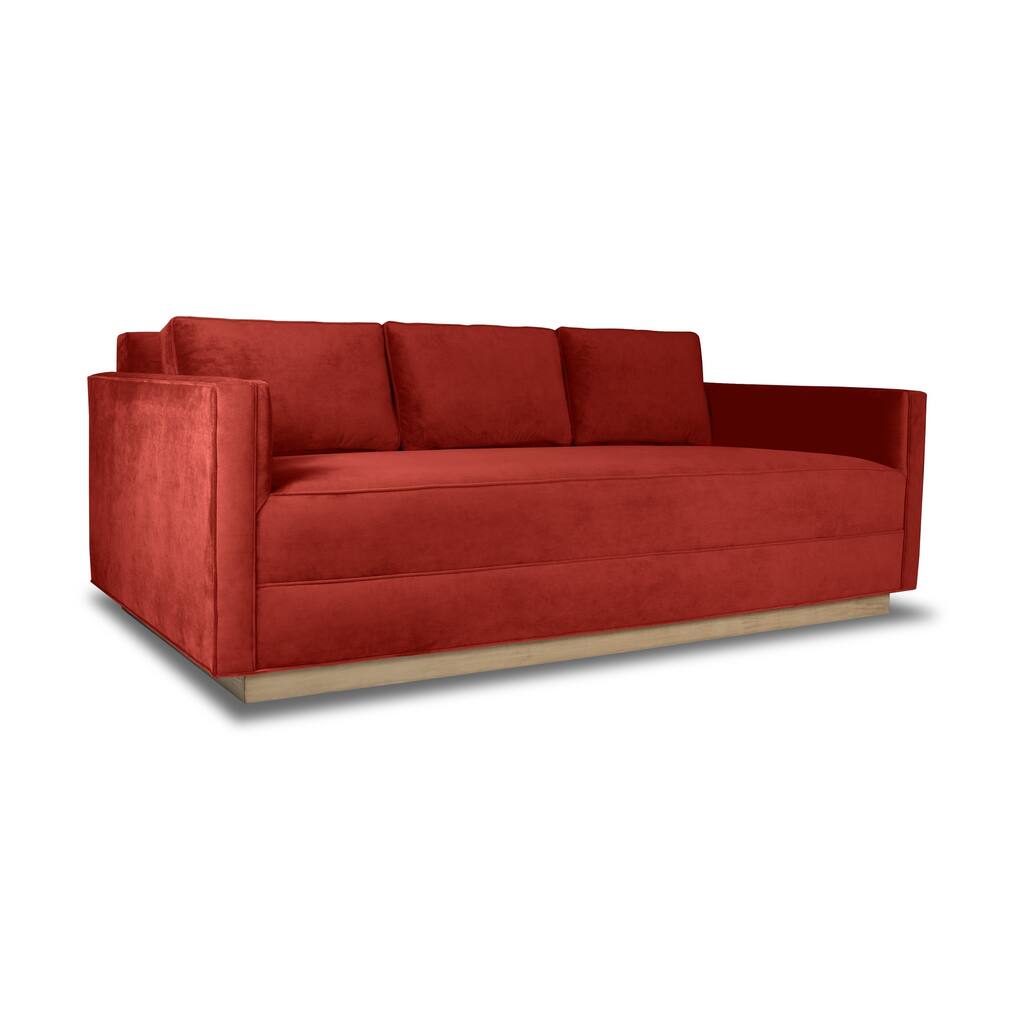 Plush Deep Mason Velvet Sofa, Red