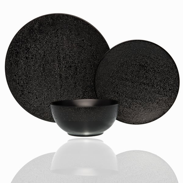 slide 2 of 2, Matrix Black Stoneware 18-piece Dinner Set