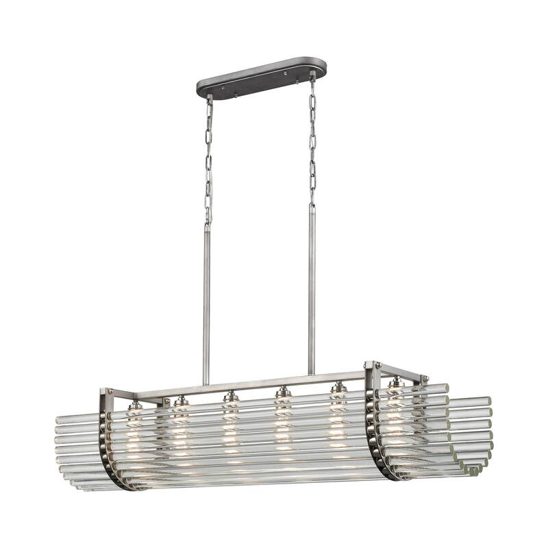 Elk Home Crystal Rods Weathered Zinc Crystal 6 Light Chandelier