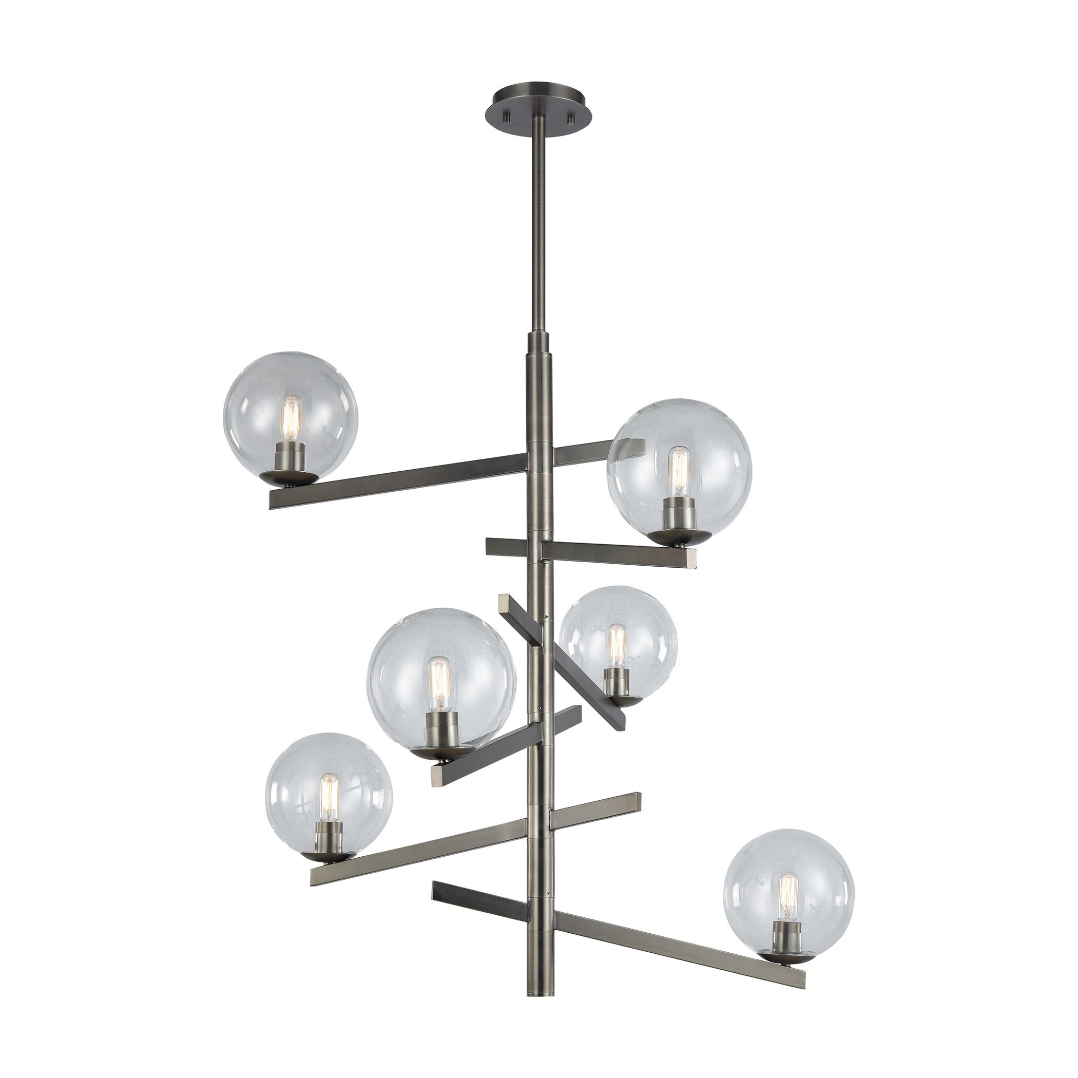 Globes Of Light 6-Light Chandelier, Brushed Black Nickel (Globes Of Light 6-Light Chandelier) - Chandeliers For Bedrooms by Overstock.com