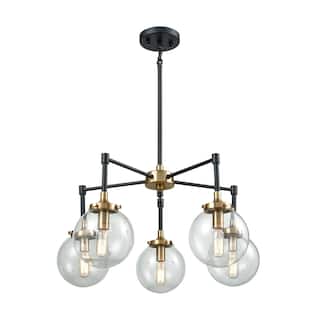 Elk Home Boudreaux Black With Clear Blown Glass 5 Light Chandelier