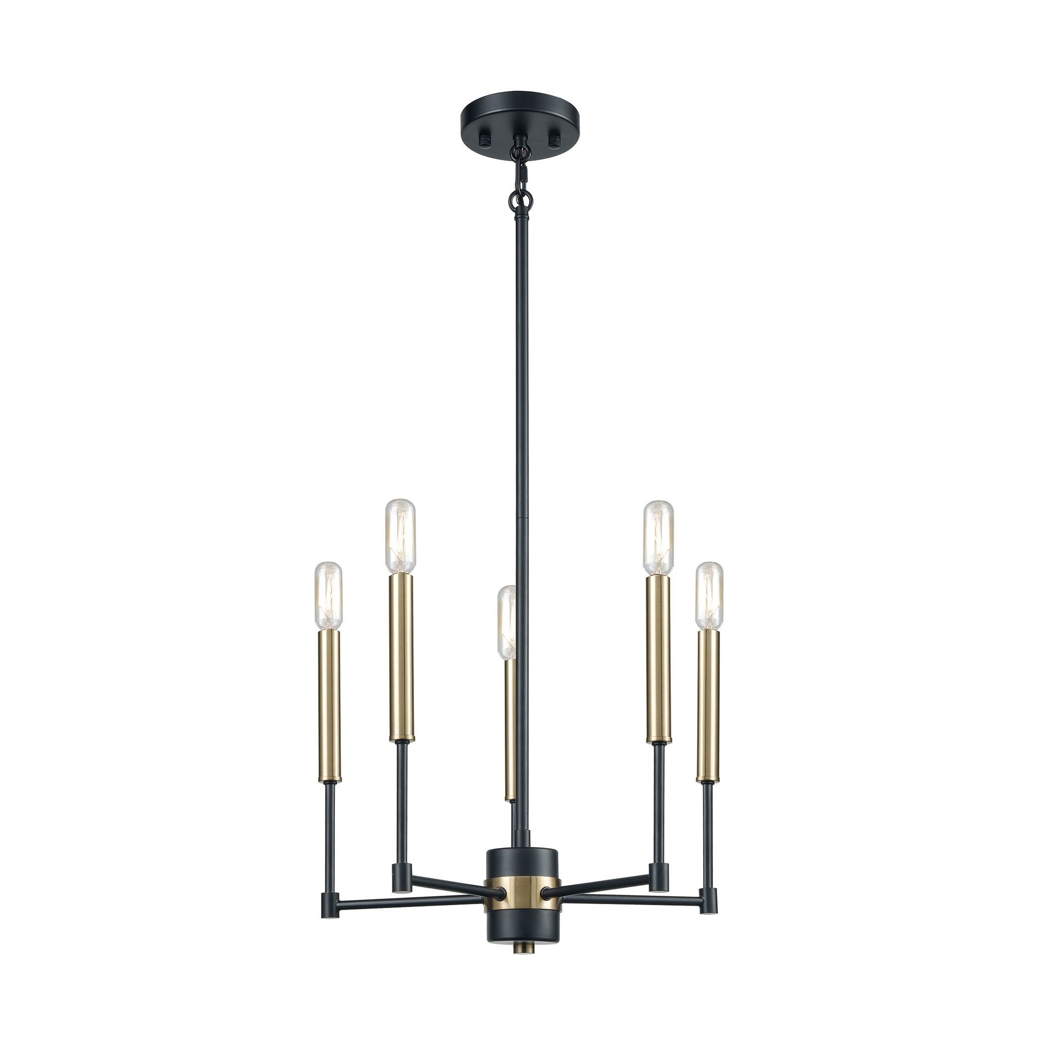 Livingston 5-Light Chandelier, Matte Black/Satin Brass (Livingston 5-Light Chandelier) - Chandeliers For Bedrooms by Overstock.com